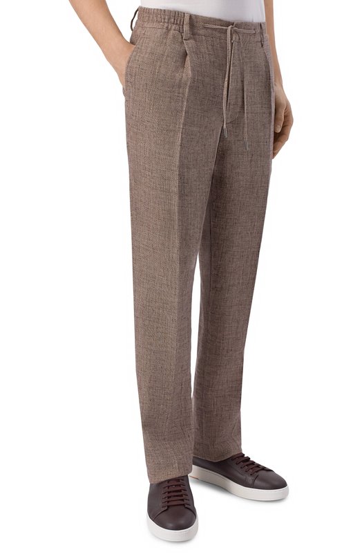 Брюки из хлопка и льна MVST M26.CSM.T414/665-C0/LINEN Коричневый  M26.CSM.T414/665-C0/LINEN Фото 3