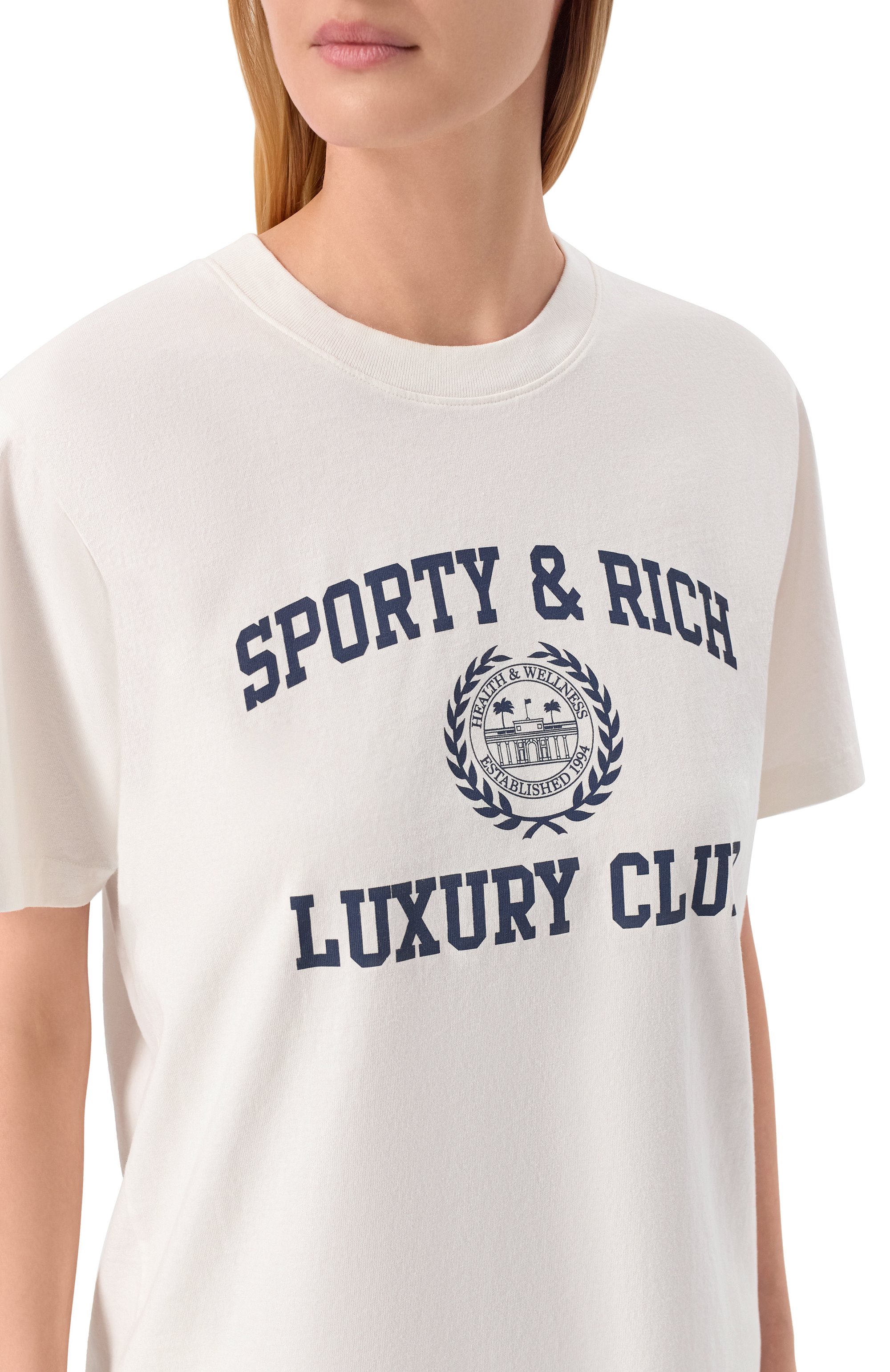Хлопковая футболка luxury club SPORTY AND RICH, арт. T01087842WH01/S&R LUXURY CLUB T-SHIRT, фото 5