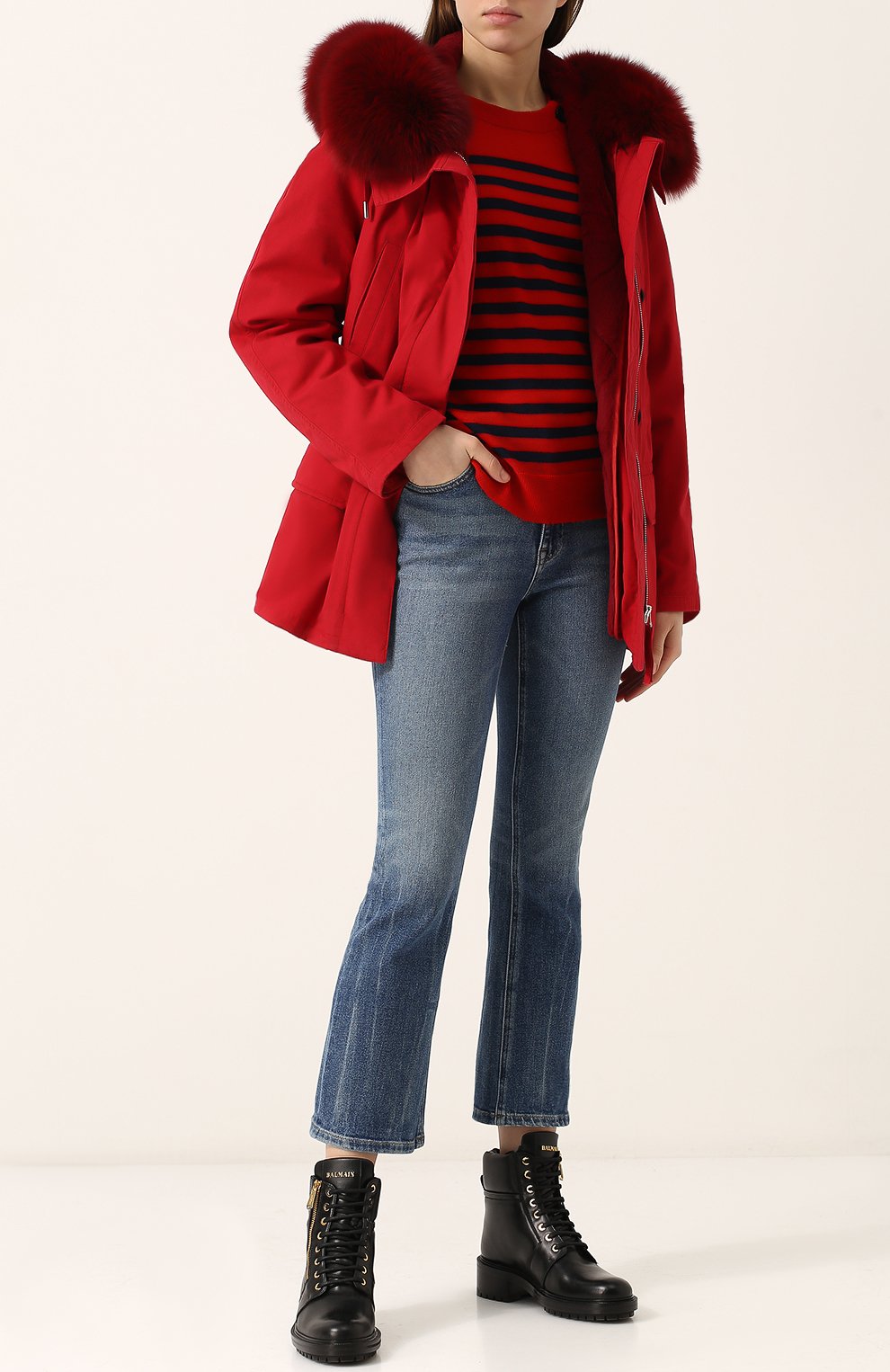 Укороченная парка с капюшоном и подстежкой из меха кролика YS ARMY PARIS, арт. 7WFM01172F03X, фото 2