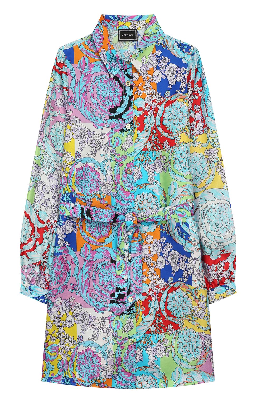 Шелковое платье-рубашка с поясом VERSACE, арт. YC000088/YA00260/6A, фото 1