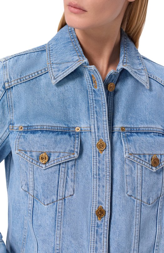 Джинсовая куртка Balmain GF1TC215/DG11 Голубой  GF1TC215/DG11 Фото 5
