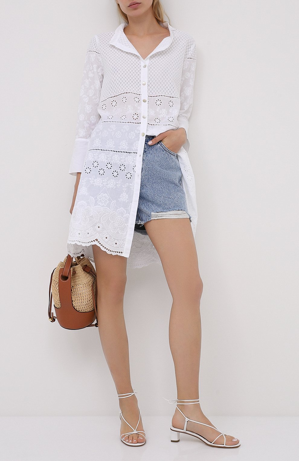 Льняная туника LA FABBRICA DEL LINO белого цвета по цене 35230 руб., арт. 00601, фото 2 Льняная туника LA FABBRICA DEL LINO, арт. 00601, фото 2