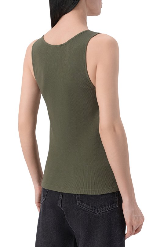 Хлопковая майка Saint Laurent 842992/Y37EC Хаки  842992/Y37EC Фото 4