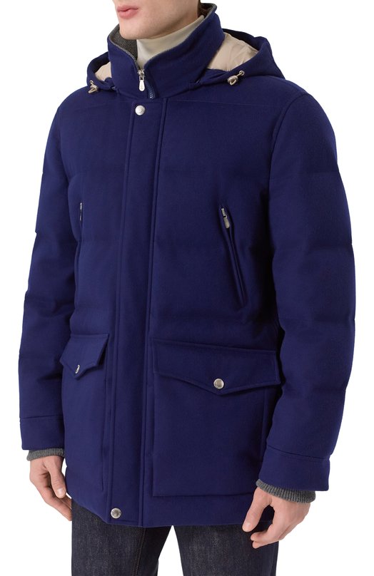 Шерстяной пуховик Brunello Cucinelli MM4701823 Синий  MM4701823 Фото 3