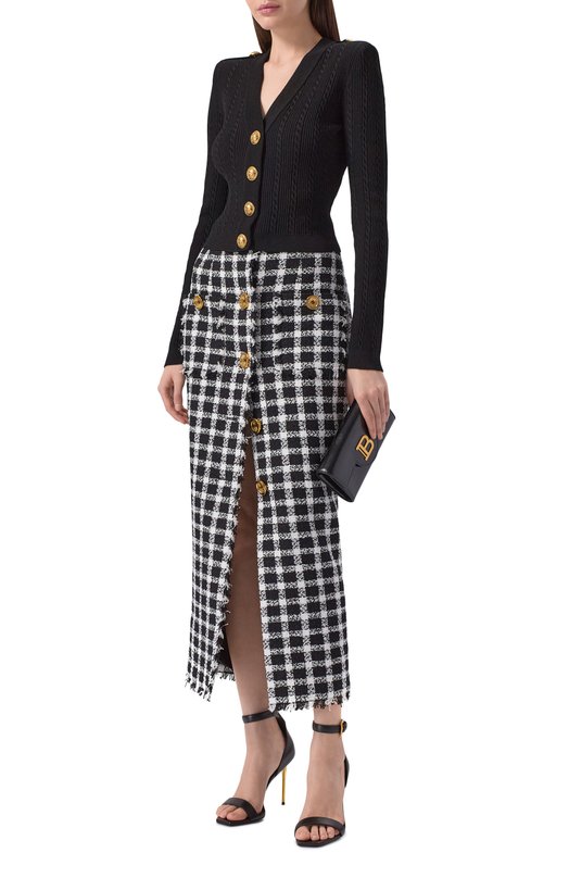 Твидовая юбка Balmain GF1LE690/CG47 Чёрно-белый  GF1LE690/CG47 Фото 2