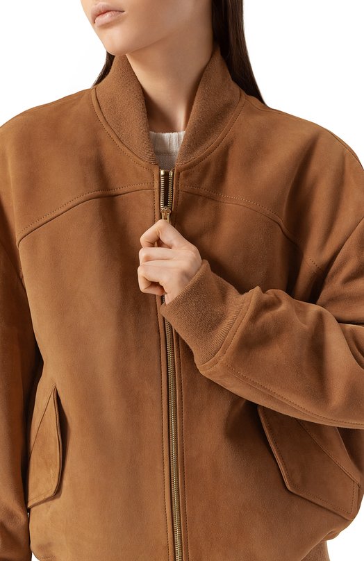 Замшевый бомбер MVST SUEDE LEATHER B0MBER Коричневый  SUEDE LEATHER B0MBER Фото 5