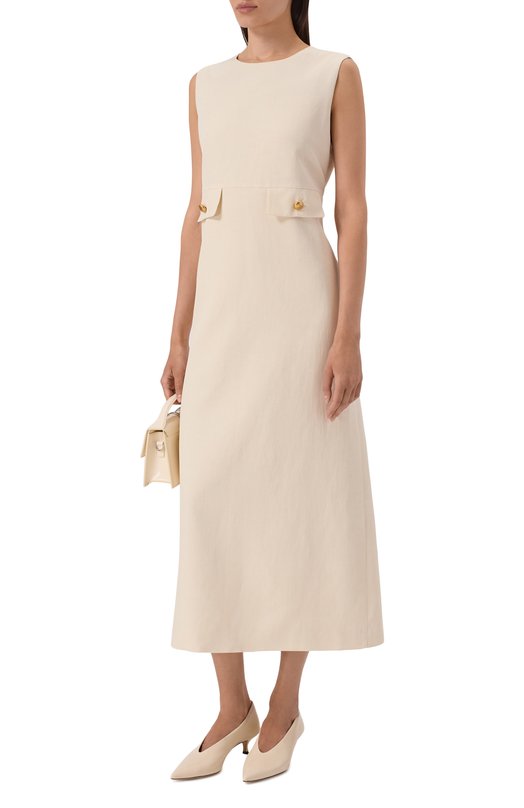 Платье из вискозы и льна P.A.R.O.S.H. D726096G/RAISA26 Бежевый  D726096G/RAISA26 Фото 2