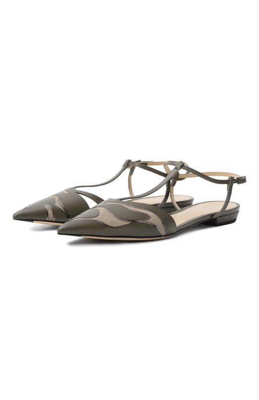 Кожаные балетки Giorgio Armani X1D352/XR348 Хаки X1D352/XR348