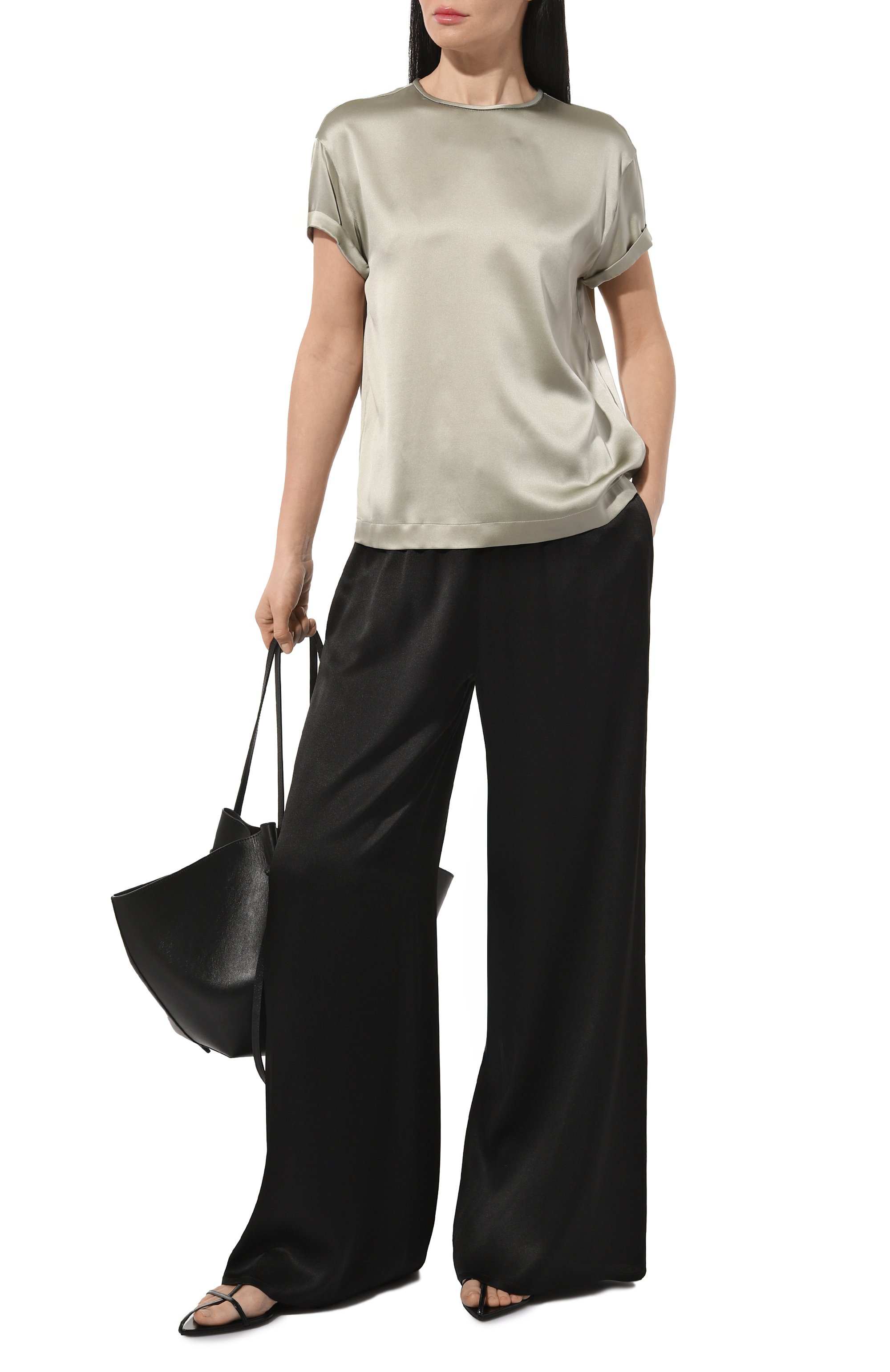 Шелковый топ BRUNELLO CUCINELLI светло-зеленого цвета по цене 96350 руб., арт. M0C59B1008, фото 2 Шелковый топ BRUNELLO CUCINELLI, арт. M0C59B1008, фото 2