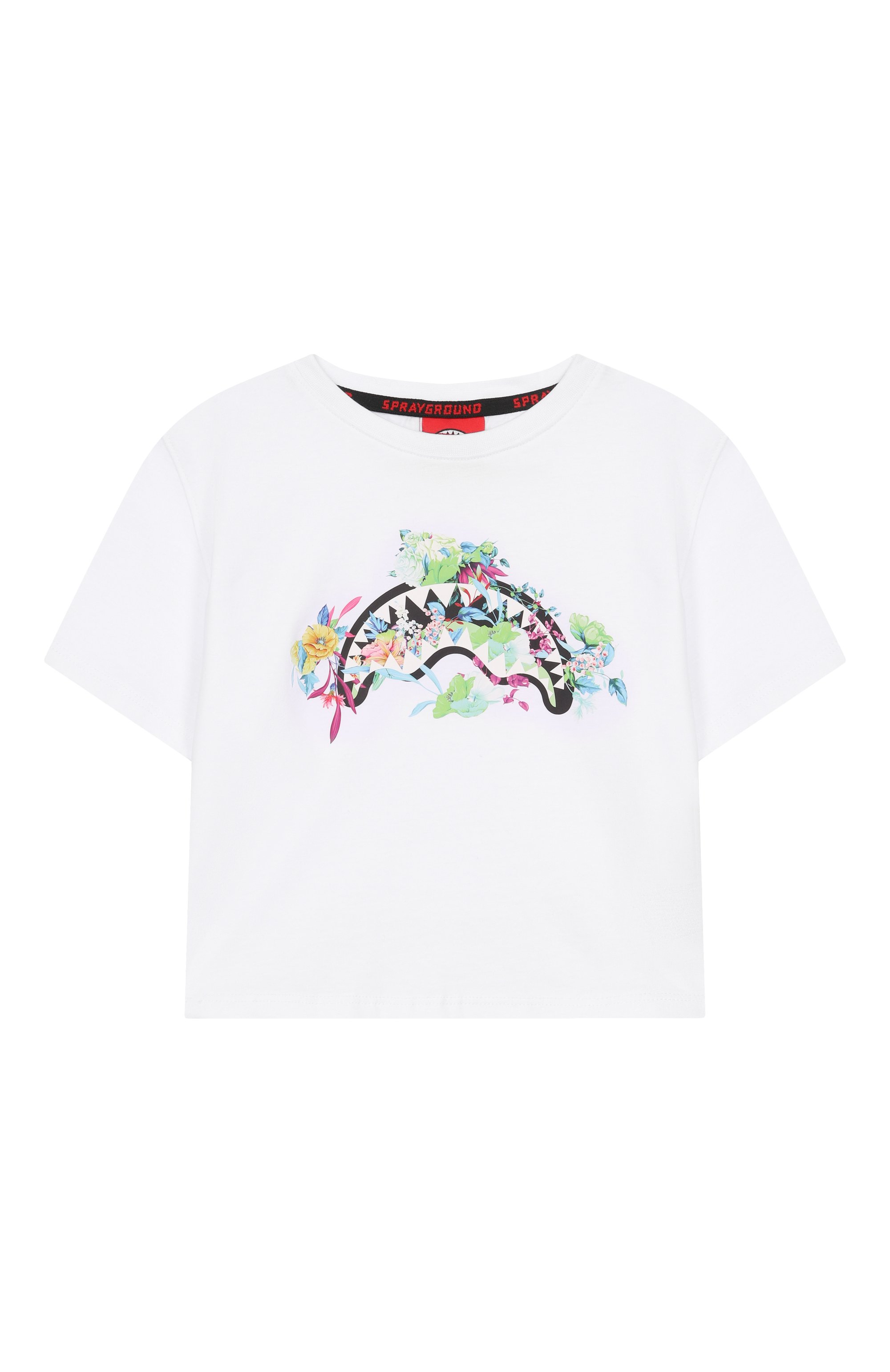 Хлопковая футболка SPRAYGROUND, арт. SPY961WHT/NE0N FL0RAL CR0P TSHIRT WHT J, фото 1