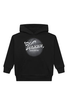 Детский хлопковое худи VERSACE черного цвета, арт. 1006752/1A09106 | Фото 1 (Материал сплава: Проставлено; Рукава: Длинные; Драгоценные камни: Проставлено; Материал внешний: Хлопок; Мальчики Кросс-КТ: Худи-одежда)