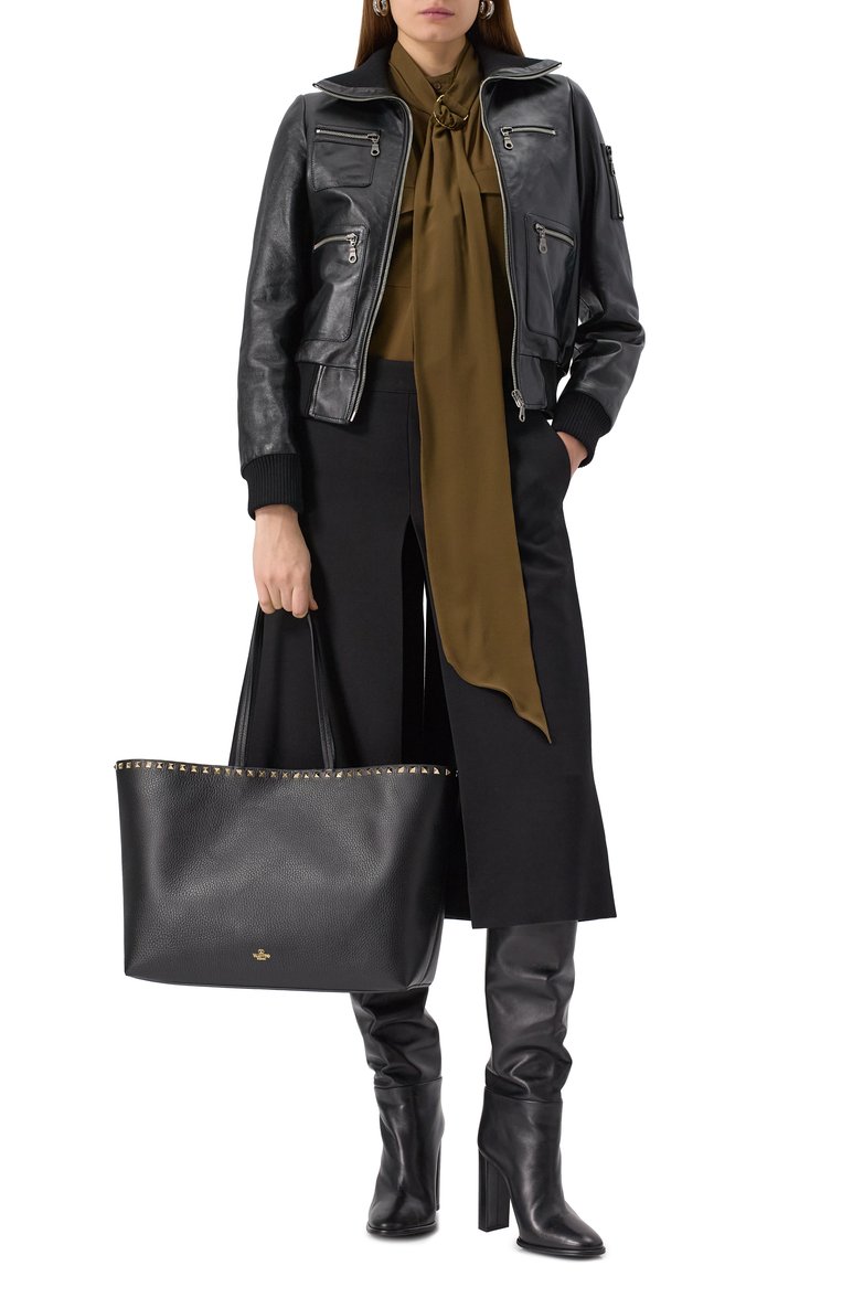 Женская сумка-тоут rockstud VALENTINO черного цвета, арт. ZW2B0B70/VSF | Фото 7 (Материал: Натуральная кожа; Размер: large)