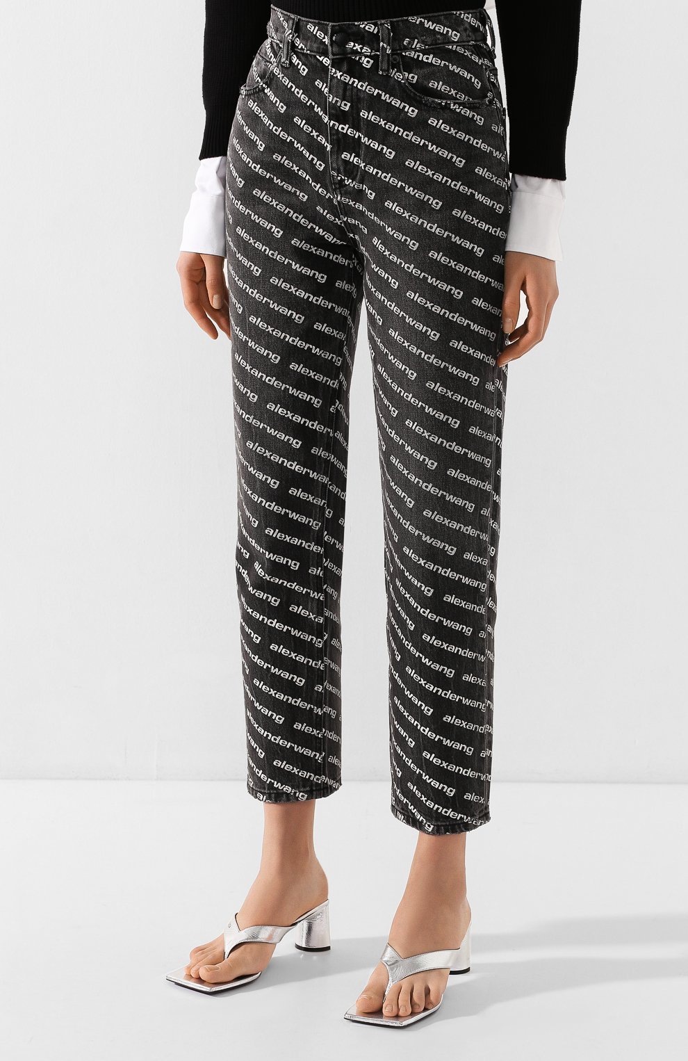 Джинсы ALEXANDER WANG черно-белого цвета по цене 38550 руб., арт. 4D994401DJ, фото 3 Джинсы ALEXANDER WANG, арт. 4D994401DJ, фото 3