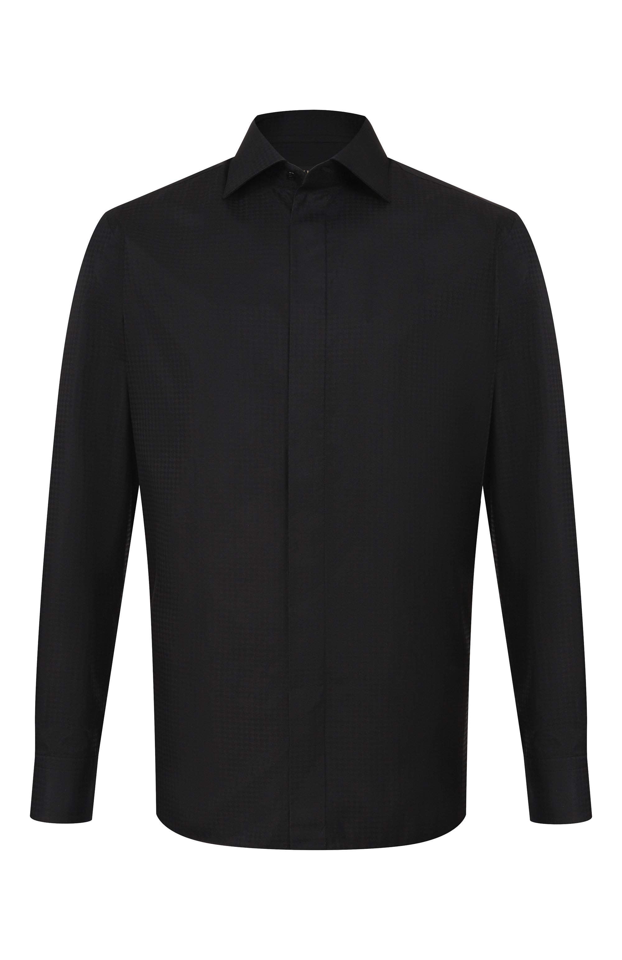 Хлопковая сорочка ZILLI черного цвета по цене 97250 руб., арт. TUXA01M010004211U, фото 1 Хлопковая сорочка ZILLI, арт. TUXA01M010004211U, фото 1