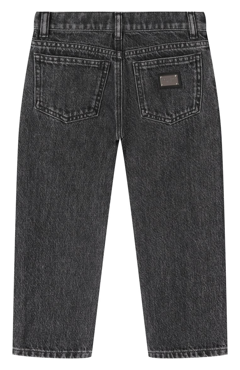 Детские джинсы DOLCE & GABBANA черного цвета, арт. L42F75/LDC26/2-6 | Фото 2 (Нос: Не проставлено; Детали: Потертости; Материал внешний: Хлопок; Ростовка одежда: 4 года | 104 см, 5 лет | 110 см, 2 года | 92 см, 6 лет | 116 см, 3 года | 98 см)