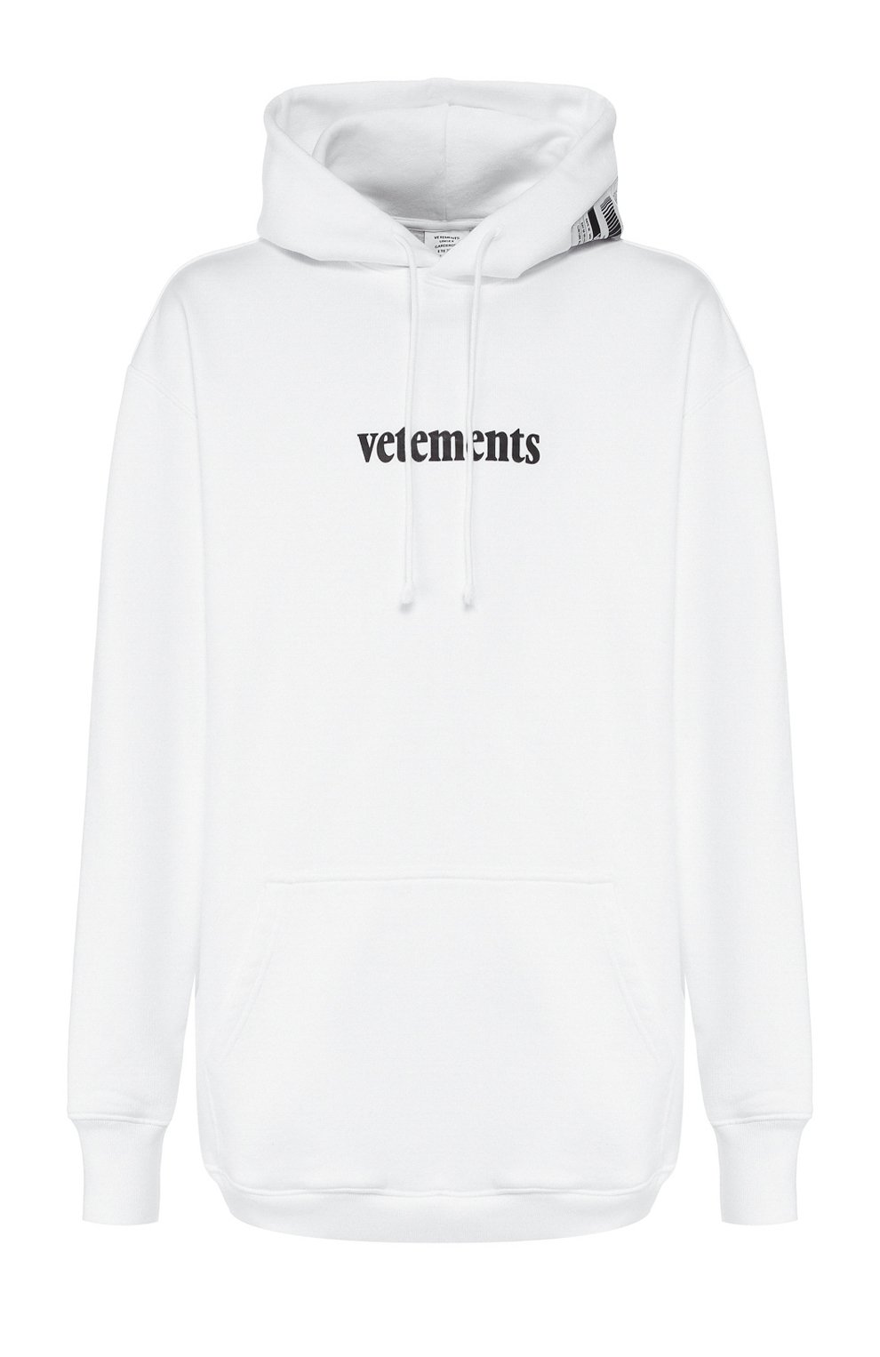 Хлопковое худи VETEMENTS белого цвета по цене 49350 руб., арт. SS20TR311 1620/W/WHITE, фото 1 Хлопковое худи VETEMENTS, арт. SS20TR311 1620/W/WHITE, фото 1