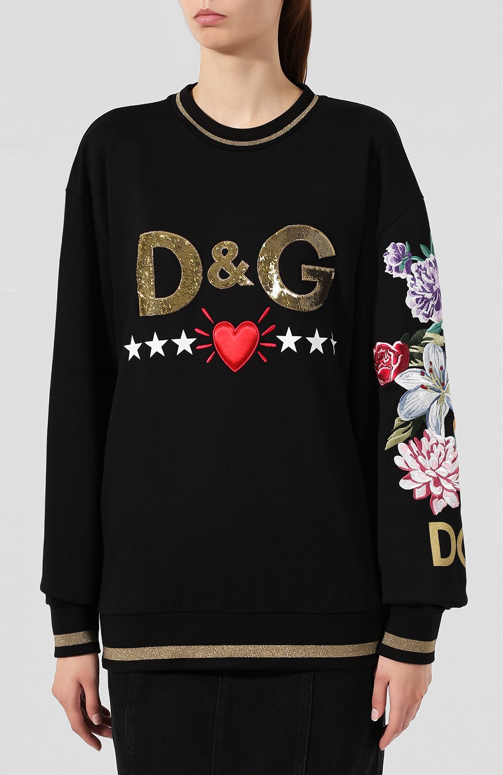 Хлопковый свитшот DOLCE & GABBANA черного цвета по цене 136500 руб., арт. F9E30Z/G7TBG, фото 3 Хлопковый свитшот DOLCE & GABBANA, арт. F9E30Z/G7TBG, фото 3