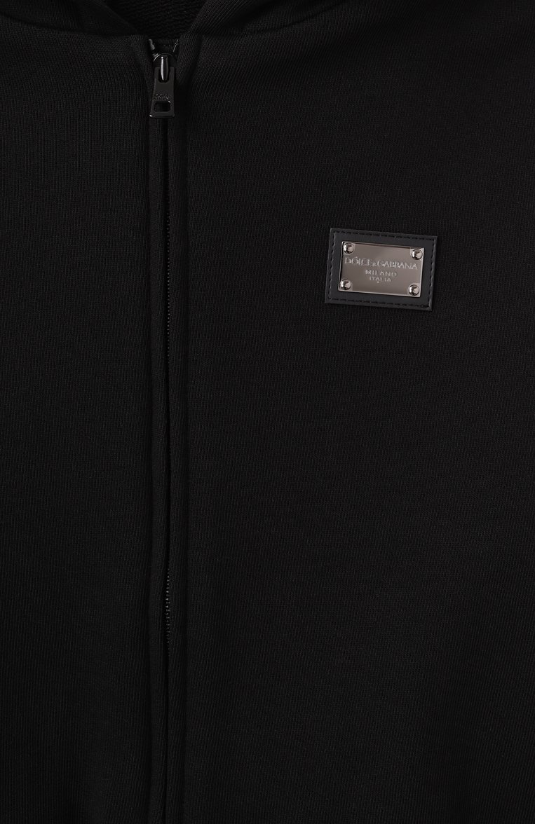 Детский хлопковая толстовка DOLCE & GABBANA черного цвета, арт. L4JWKG/G70K1/8-14 | Фото 3 (Рукава: Длинные; Мальчики Кросс-КТ: Толстовка-одежда; Материал внешний: Хлопок; Ростовка одежда: 10 - 11 лет | 140 - 146см, 8 лет | 128 см, 13 - 15 лет | 158 см)
