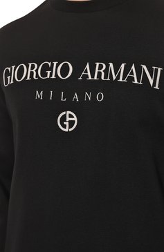 Мужской хлопковый свитшот GIORGIO ARMANI черного цвета, арт. 3RSM67/SJPHZ | Фото 5 (Рукава: Длинные; Материал внешний: Синтетический материал; Длина (для топов): Стандартные; Принт: С принтом; Мужское Кросс-КТ: свитшот-одежда; Материал сплава: Проставлено; Драгоценные камни: Проставлено; Стили: Кэжуэл)