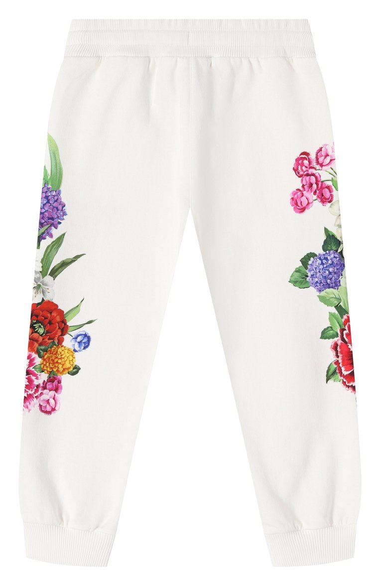 Детские хлопковые джоггеры DOLCE & GABBANA молочного цвета, арт. L5JPD7/II7GX/8-14 | Фото 2 (Нос: Не проставлено; Материал сплава: Проставлено; Девочки Кросс-КТ: Джоггеры-одежда; Материал внешний: Хлопок; Ростовка одежда: 10 - 11 лет | 140 - 146см, 16 лет | 164 см, 12 лет | 152 см, 8 лет | 128 см)