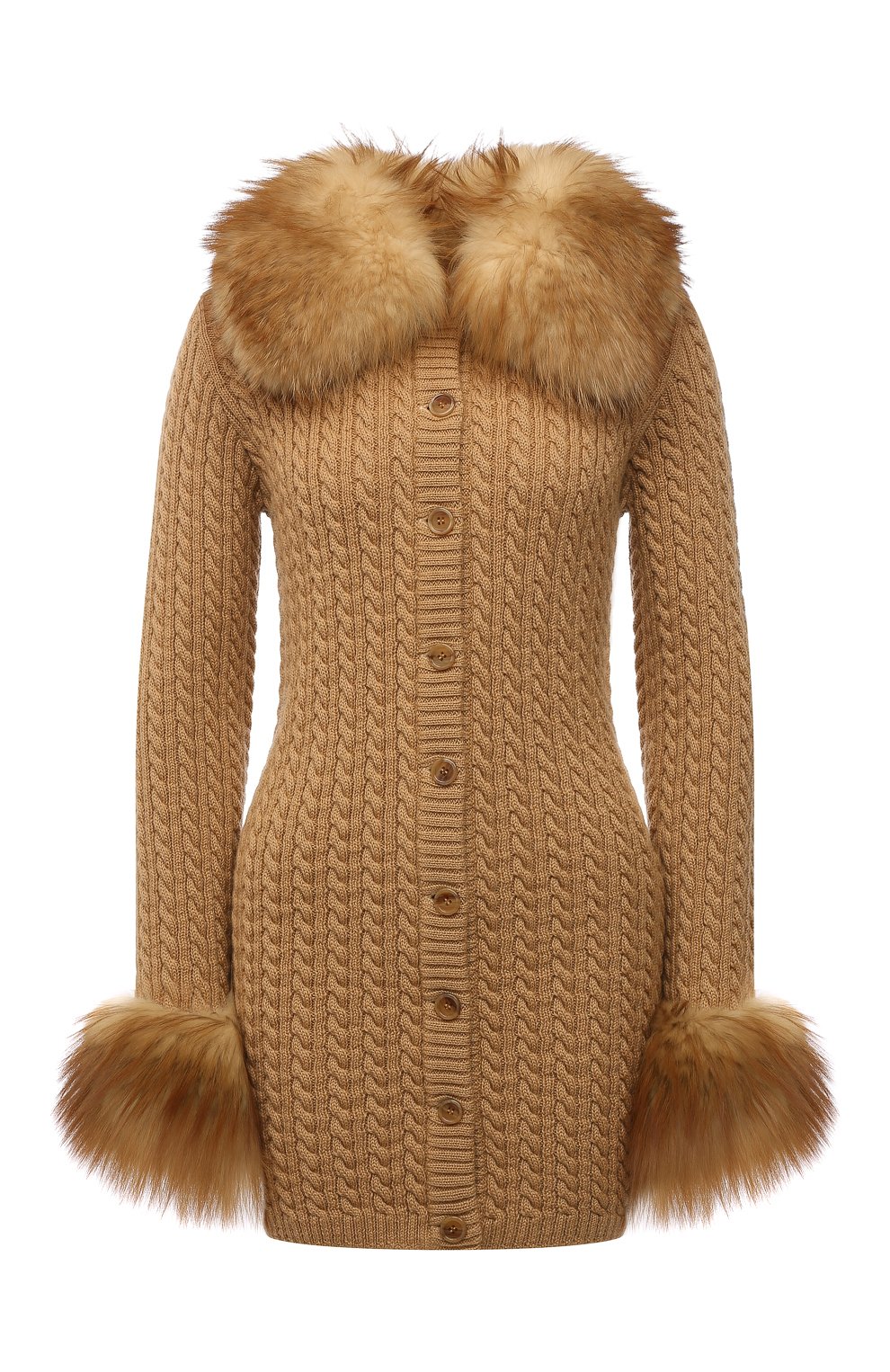 Кардиган с отделкой из меха лисицы SAINT LAURENT, арт. 663425/Y75DJ, фото 1