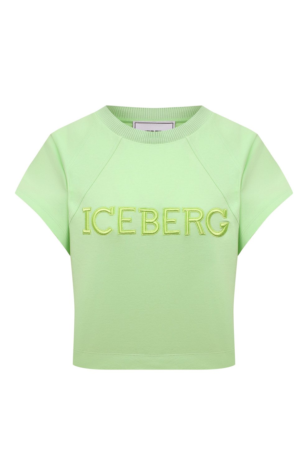 Хлопковая футболка ICEBERG салатового цвета по цене 17000 руб., арт. 22E I2P0/F011/6307, фото 1 Хлопковая футболка ICEBERG, арт. 22E I2P0/F011/6307, фото 1