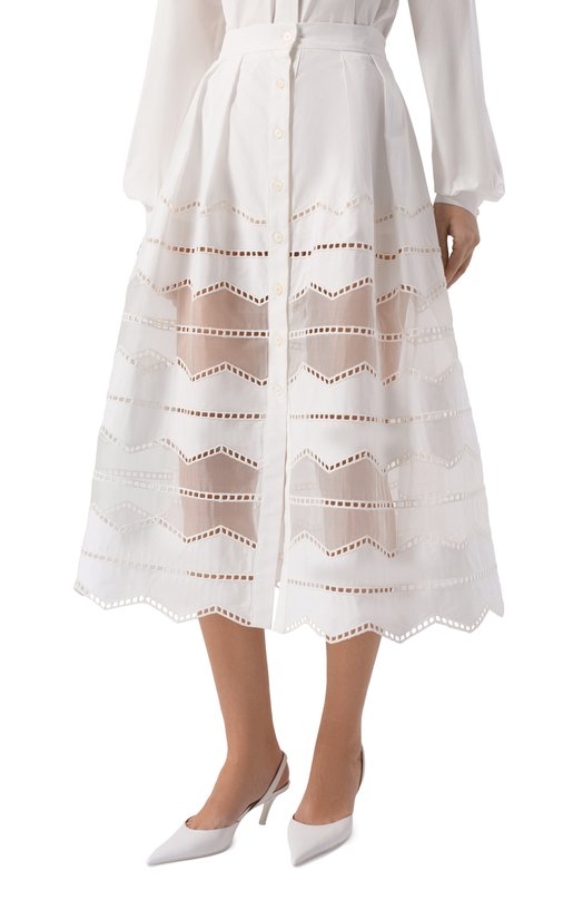 Юбка из хлопка и шелка Elie Saab SK276NR26/CES01 Белый  SK276NR26/CES01 Фото 3