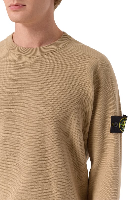 Хлопковый джемпер Stone Island K1S155100036-S00B5 Бежевый  K1S155100036-S00B5 Фото 5