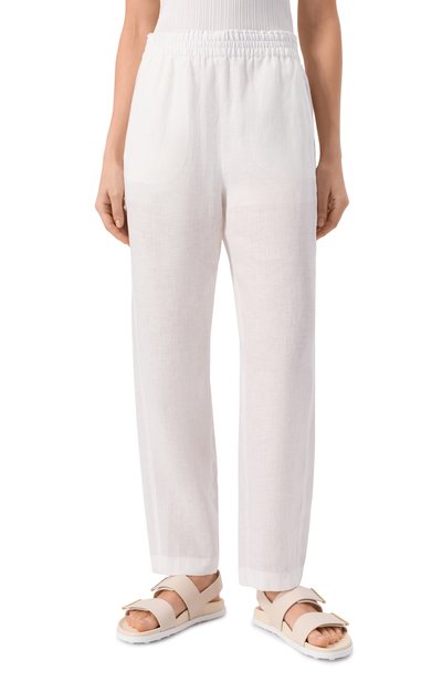 Льняные брюки EMPORIO ARMANI белого цвета по цене 52750 руб., арт. EW001575/TE14012, фото 3 Льняные брюки EMPORIO ARMANI, арт. EW001575/TE14012, фото 3