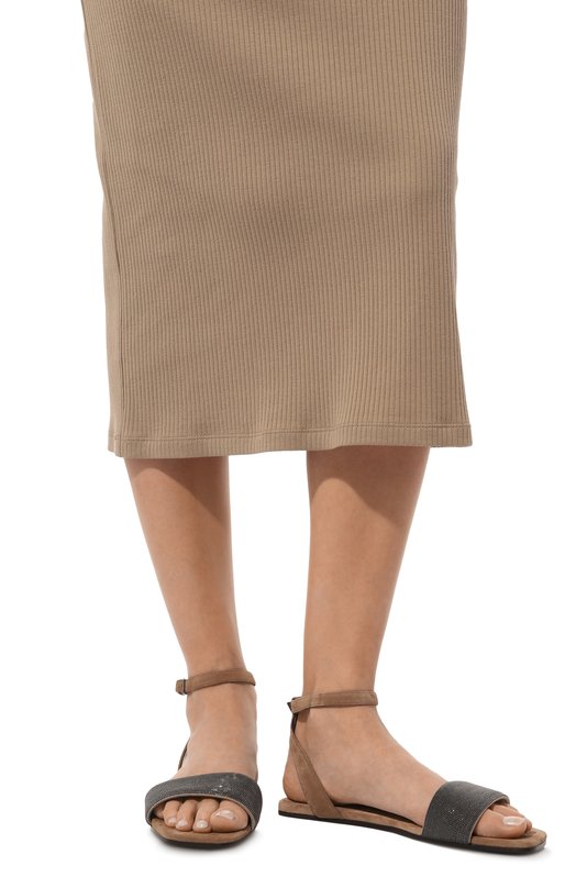 Замшевые сандалии Brunello Cucinelli MZSFCB1321 Коричневый  MZSFCB1321 Фото 3