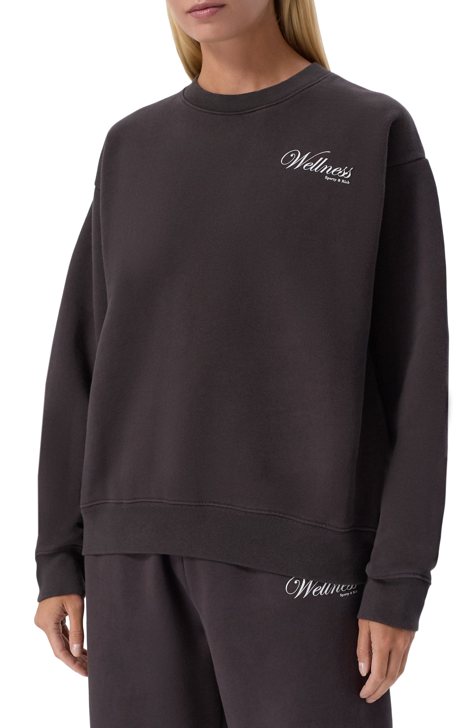 Хлопковый свитшот SPORTY AND RICH коричневого цвета по цене 29300 руб., арт. ST098711083BR29, фото 3 Хлопковый свитшот SPORTY AND RICH, арт. ST098711083BR29, фото 3