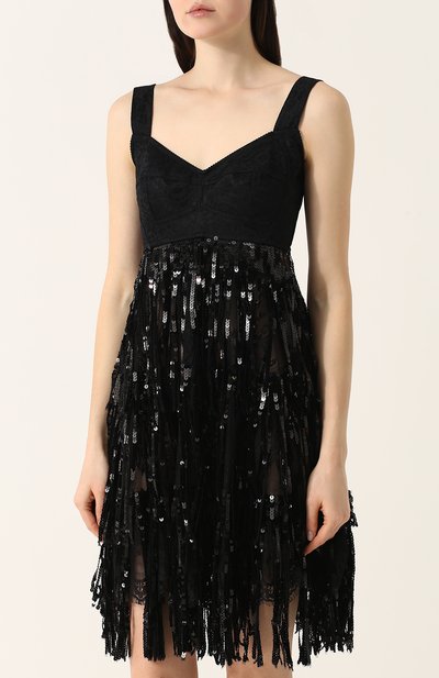 Мини-платье с завышенной талией и пайетками DOLCE & GABBANA, арт. F67G7Z/HLMQB, фото 3