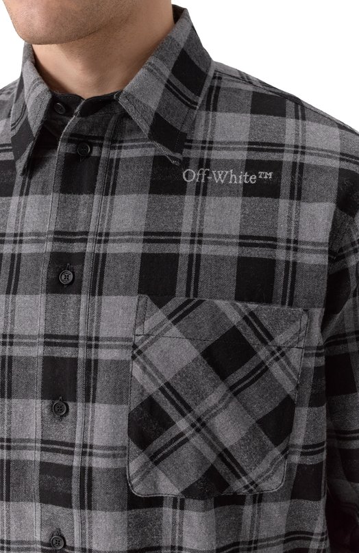 Хлопковая рубашка Off-White 0MGE030C99FAB001 Серый  0MGE030C99FAB001 Фото 5
