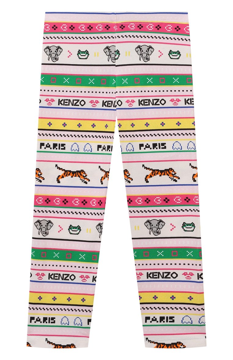 Детские хлопковые легинсы KENZO разноцветного цвета, арт. K14271/3Y-5Y | Фото 1 (Материал внешний: Хлопок; Нос: Не проставлено; Девочки Кросс-КТ: Леггинсы-одежда; Ростовка одежда: 3 года | 98 см, 4 года | 104 см)