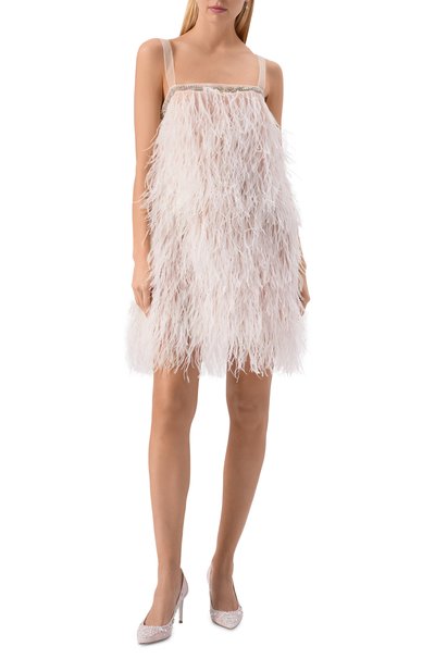 Шелковое платье с отделкой перьями GIULIA GURMAN, арт. D19, фото 2