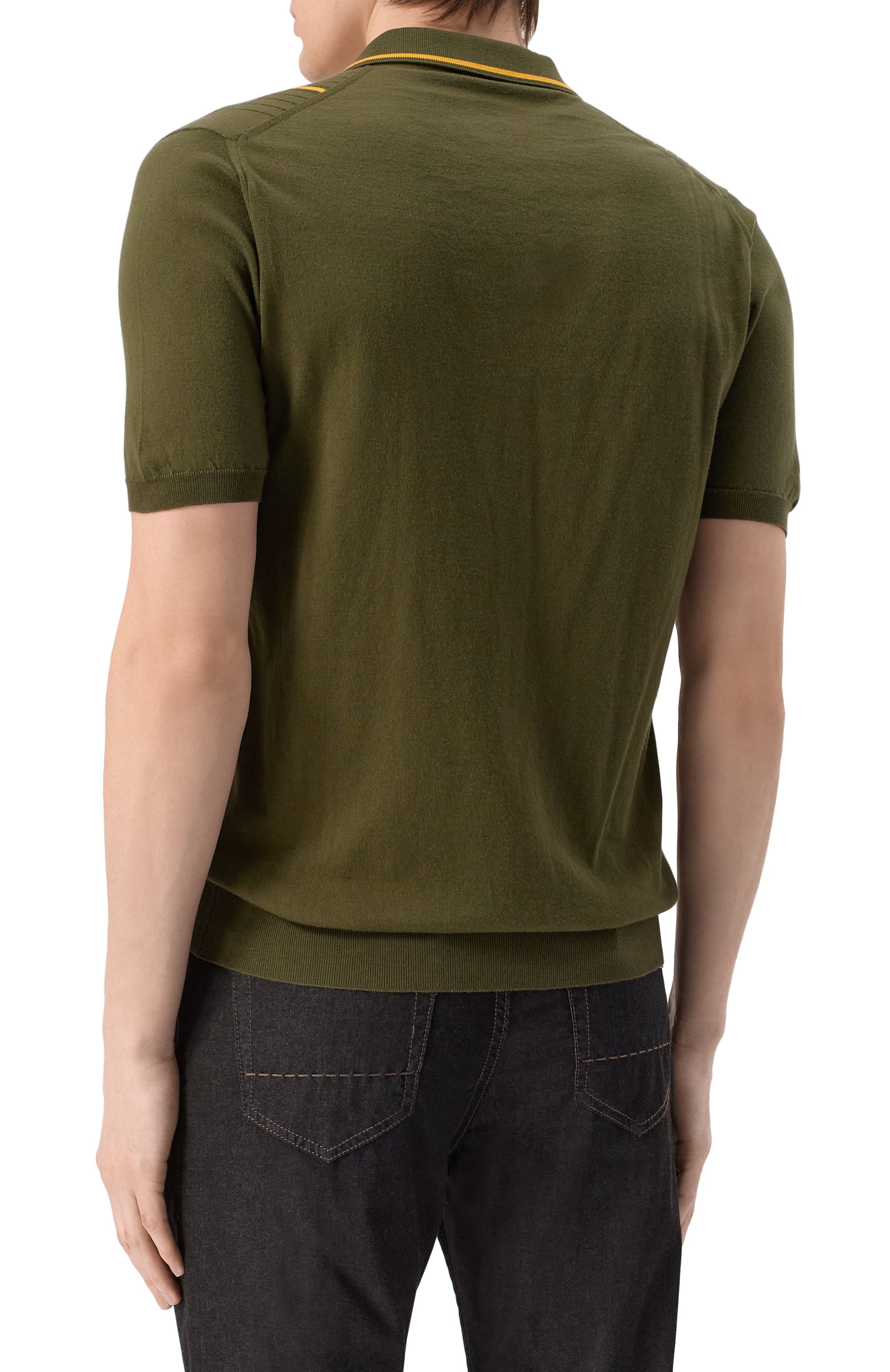 Хлопковое поло KITON хаки цвета по цене 166000 руб., арт. UMK0715V105A, фото 4 Хлопковое поло KITON, арт. UMK0715V105A, фото 4