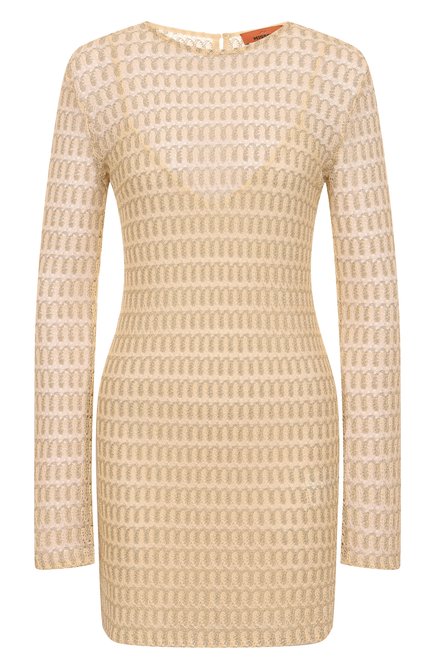 Женское платье из вискозы MISSONI бежевого цвета, арт. DS25SG1M/BR010R | Фото 1 (Автоматизация состава: Проставлено; Рукава: Длинные; Материал внешний: Вискоза; Длина Ж (юбки, платья, шорты): Мини; Автоматизация ТО: Проставлено)
