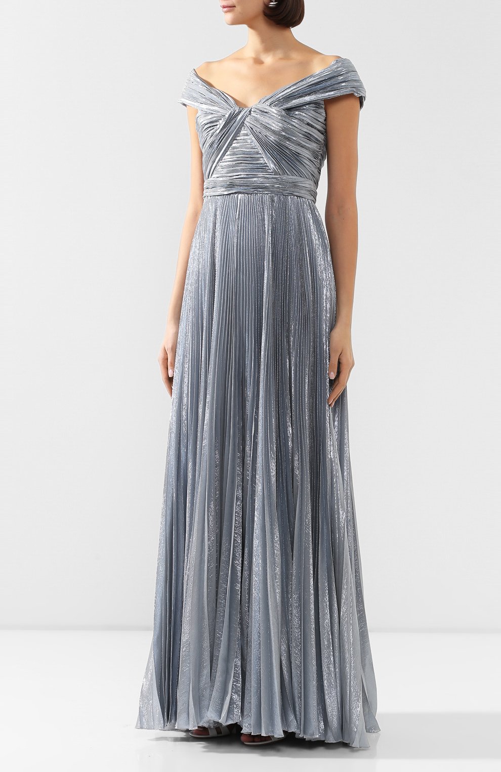 Платье-макси ZUHAIR MURAD серебряного цвета по цене 499500 руб., арт. DRR20025/CHLU002, фото 3 Платье-макси ZUHAIR MURAD, арт. DRR20025/CHLU002, фото 3