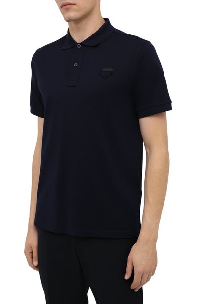 Хлопковое поло PRADA синего цвета по цене 60000 руб., арт. UJN444-XGS-F0124, фото 3 Хлопковое поло PRADA, арт. UJN444-XGS-F0124, фото 3