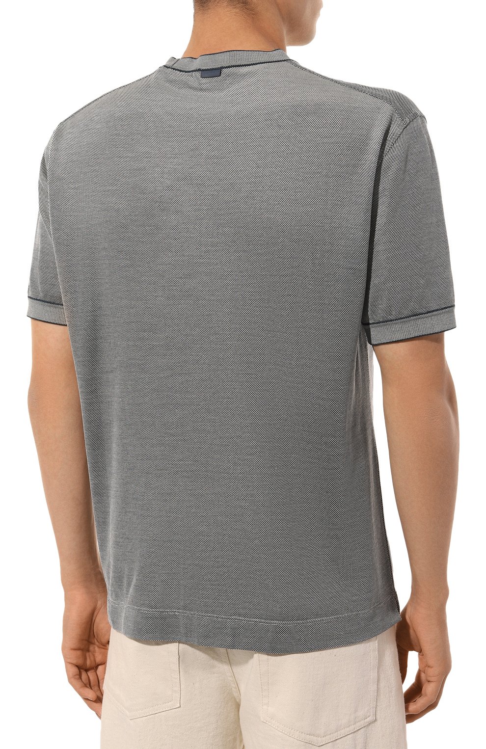 Шелковая футболка ZEGNA серого цвета по цене 123000 руб., арт. UB330A5/B706T05, фото 4 Шелковая футболка ZEGNA, арт. UB330A5/B706T05, фото 4