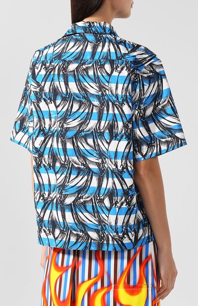 Хлопковая блуза с укороченным рукавом и принтом PRADA, арт. P433B-1SG4-F0013, фото 4