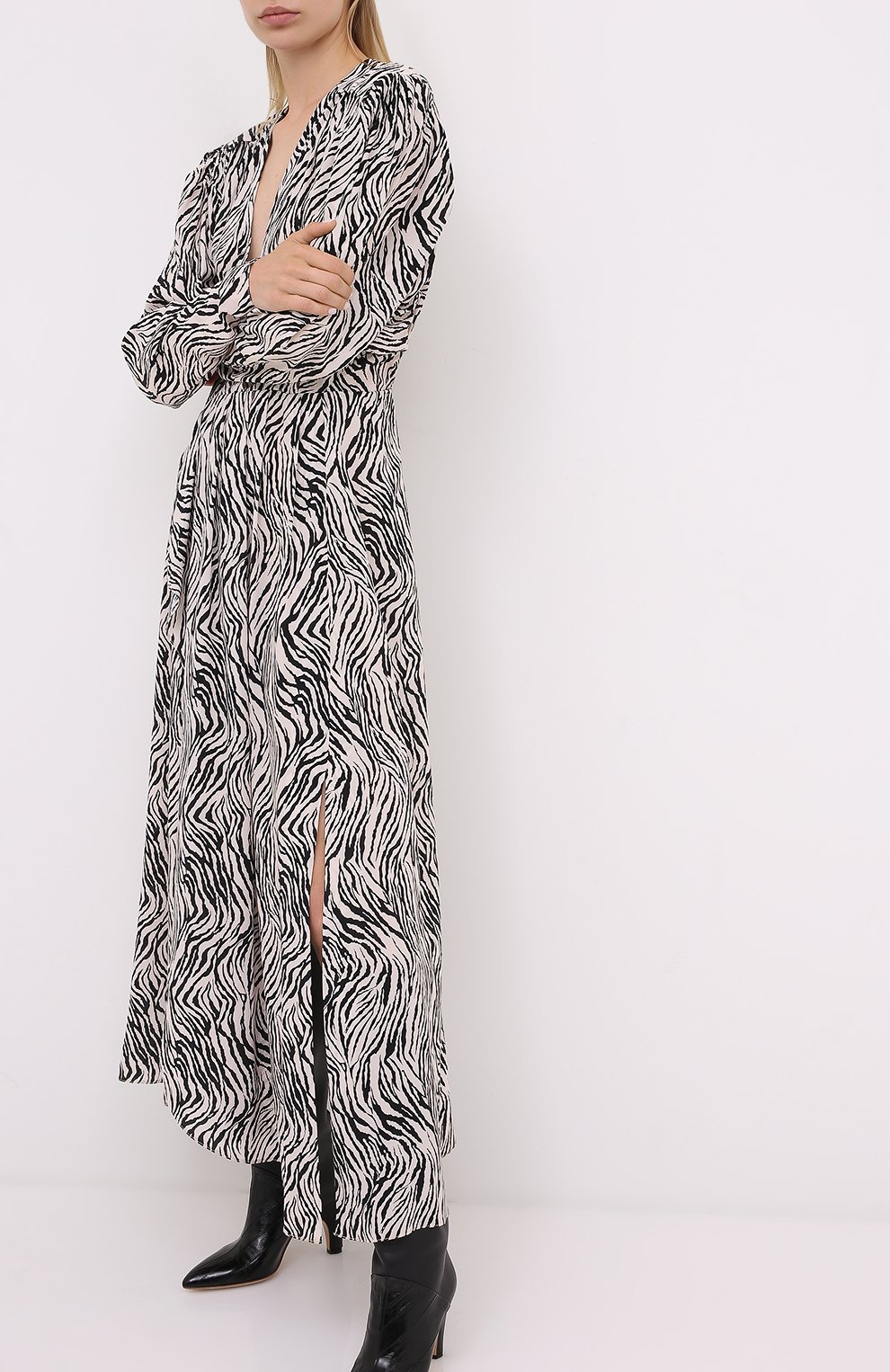 Шелковое платье ISABEL MARANT черно-белого цвета по цене 179000 руб., арт. R01783-20A026I/BLAINEA, фото 3 Шелковое платье ISABEL MARANT, арт. R01783-20A026I/BLAINEA, фото 3