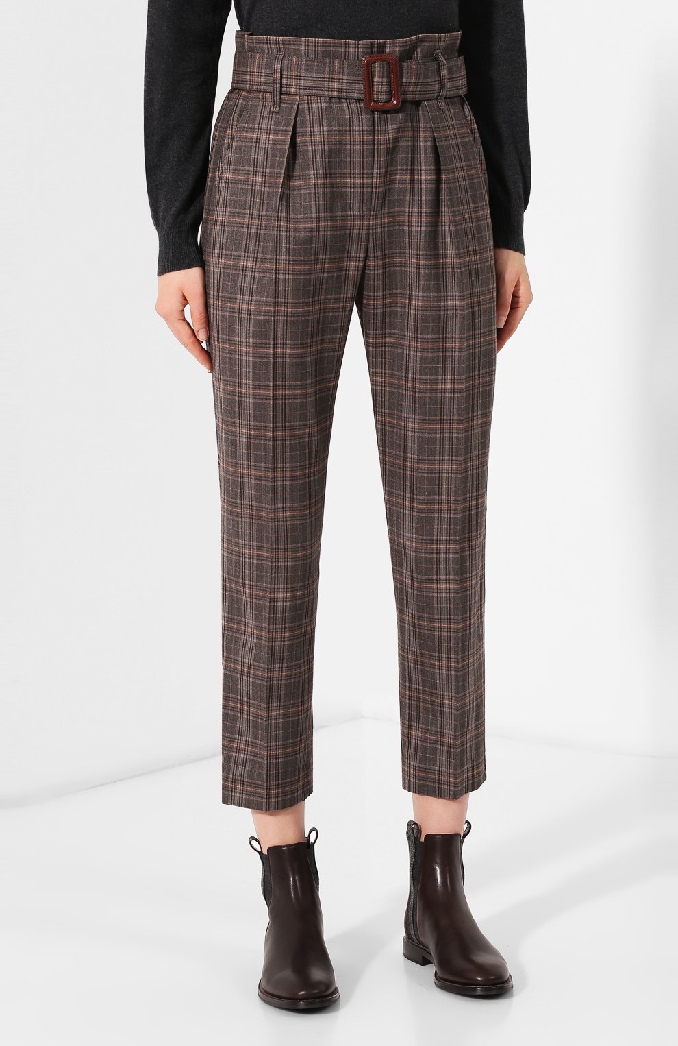Шерстяные брюки BRUNELLO CUCINELLI коричневого цвета по цене 188500 руб., арт. MP143P7022, фото 3 Шерстяные брюки BRUNELLO CUCINELLI, арт. MP143P7022, фото 3