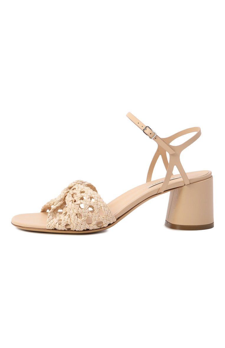 Женские кожаные босоножки cleo lovers 50 CASADEI светло-бежевого цвета, арт. 1L370J0501/T0516 | Фото 4 (Каблук высота: Средний; Подошва: Плоская; Материал внешний: Натуральная кожа; Автоматизация ТО: Проставлено; Автоматизация состава: Проставлено; Каблук тип: Устойчивый)
