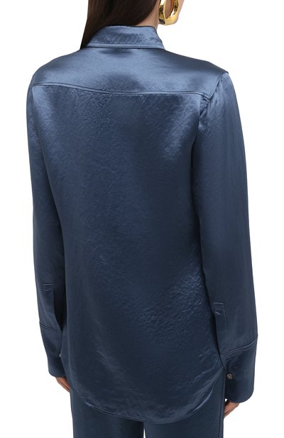 Атласная рубашка ACNE STUDIOS синего цвета по цене 39950 руб., арт. AC0344, фото 4 Атласная рубашка ACNE STUDIOS, арт. AC0344, фото 4