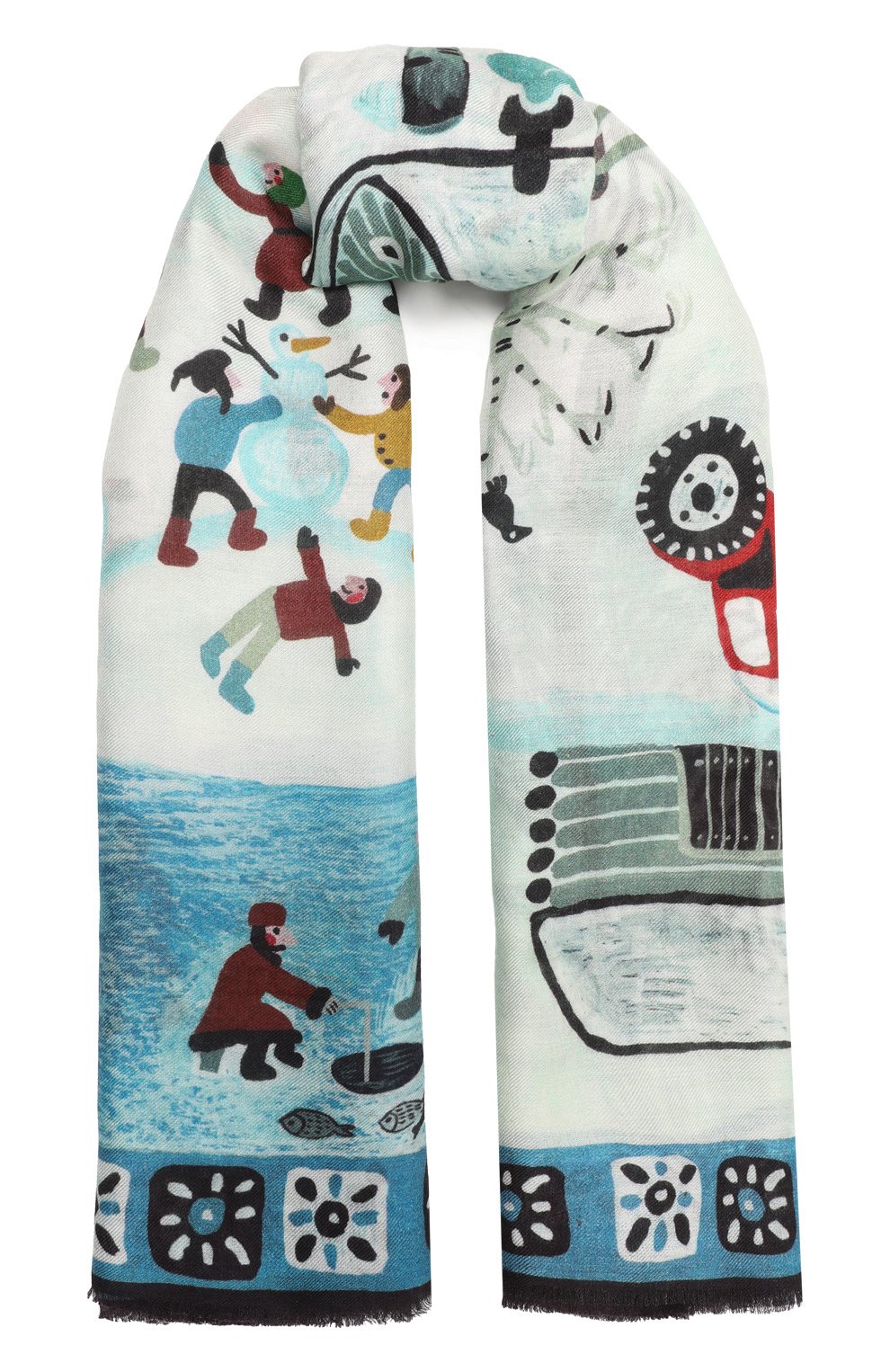 Палантин зимняя деревня GOURJI голубого цвета по цене 33970 руб., арт. 91233522/6144114, фото 1 Палантин зимняя деревня GOURJI, арт. 91233522/6144114, фото 1