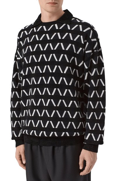 Свитер из шерсти и вискозы GIORGIO ARMANI черно-белого цвета по цене 212500 руб., арт. GM004720/AF30723, фото 3 Свитер из шерсти и вискозы GIORGIO ARMANI, арт. GM004720/AF30723, фото 3