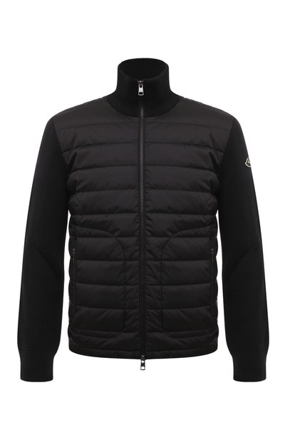 Комбинированный кардиган MONCLER черного цвета по цене 69950 руб., арт. 9B507-00-A9341, фото 1 Комбинированный кардиган MONCLER, арт. 9B507-00-A9341, фото 1