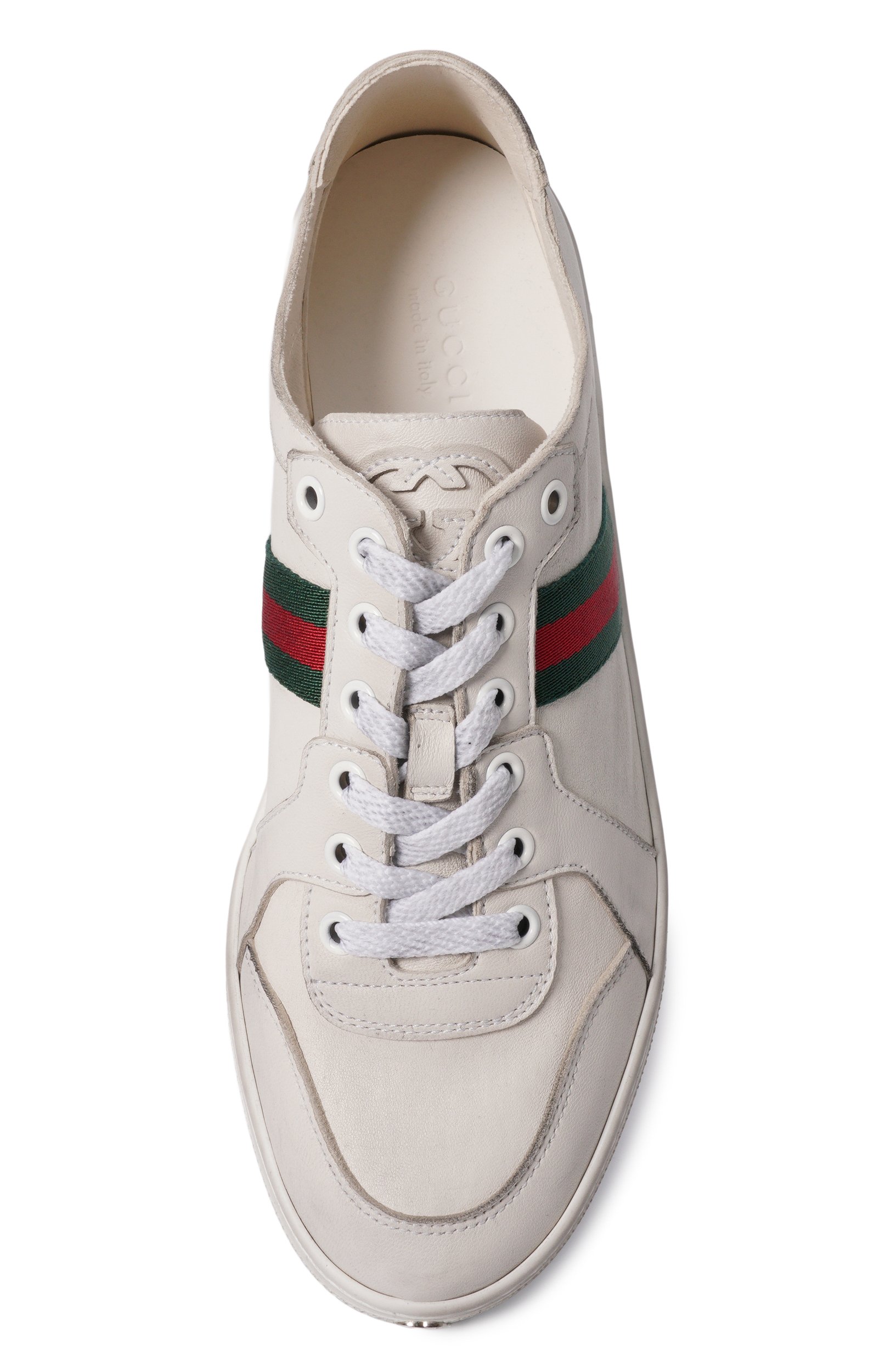 Кожане кеды stretch GUCCI молочного цвета по цене 96300 руб., арт. 865056/AAGFF, фото 6 Кожане кеды stretch GUCCI, арт. 865056/AAGFF, фото 6
