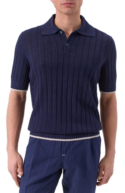 Поло изо льна и хлопка BRUNELLO CUCINELLI, арт. M2L707605, фото 3